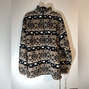 VINTAGE cheetah quarter zip fleece jacket